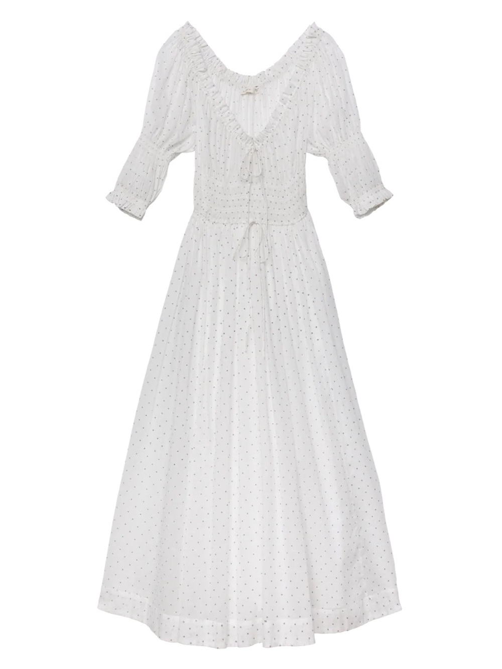 Doen ISCHIA DRESS SALT FLOCK DOT White Dress XS NWOT - Picture 7 of 7